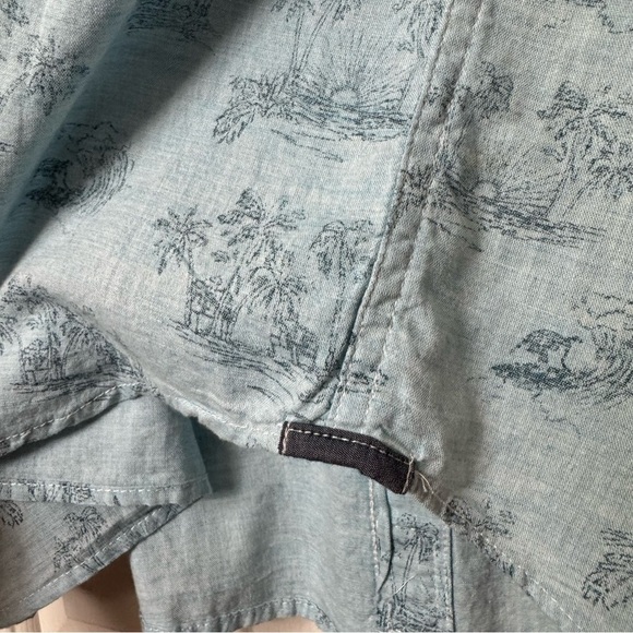 NWT Flag & Anthem Brownell Blue Cotton Tropical-Print Button-Down Shirt Size L - Picture 9 of 10